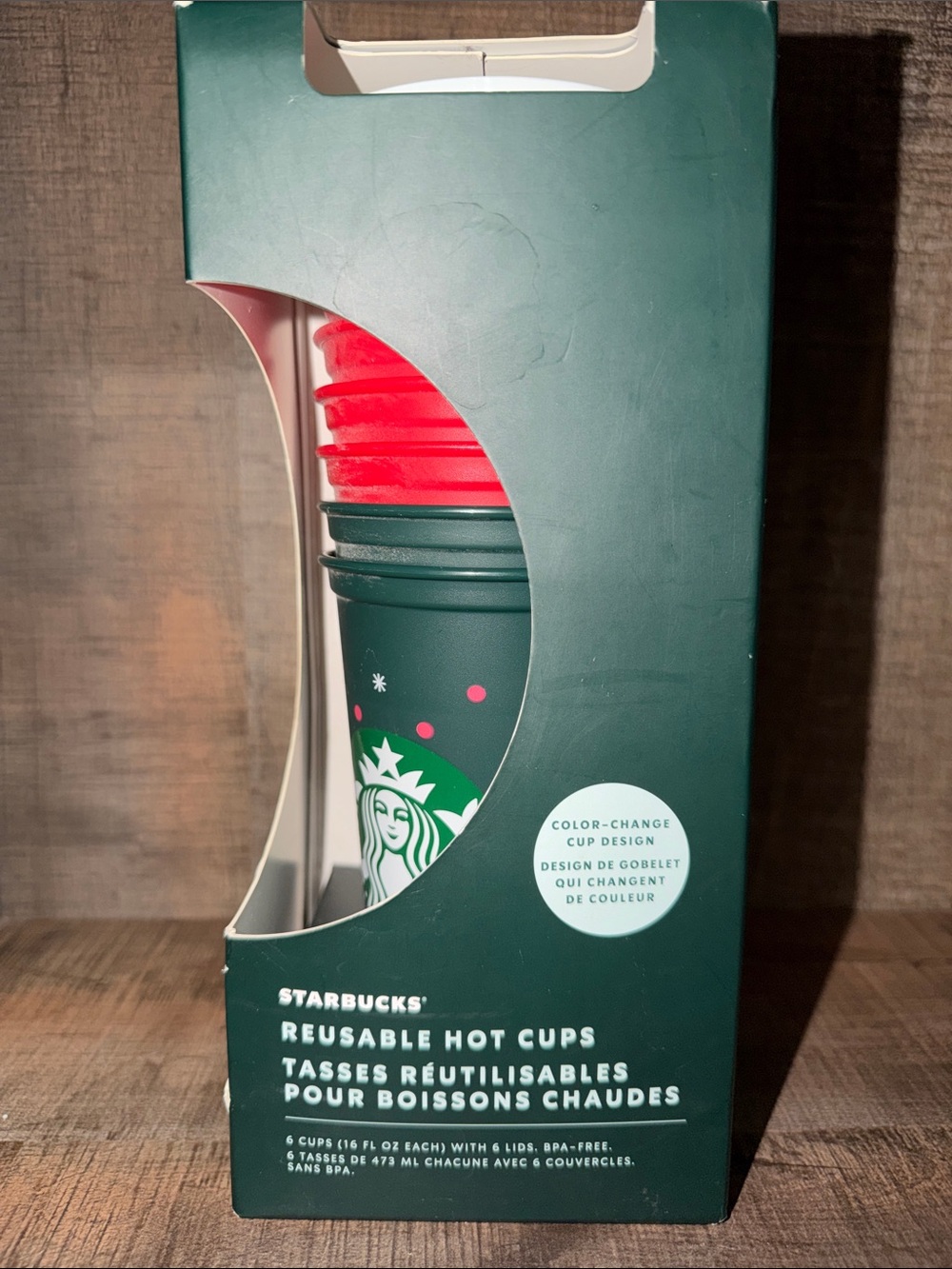 Starbucks 2022 25 year holiday cup cheer six piece color changing hot cups NIB